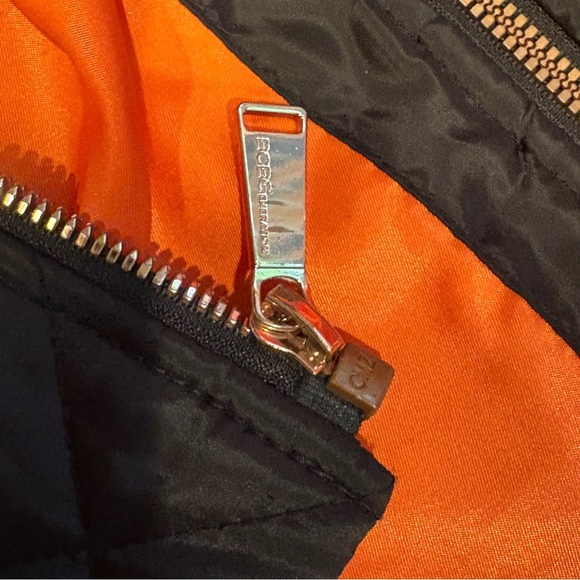 BCBGeneration Black Quilted Jacket with Vibrant Orange Lining Size large - Picture 6 of 9
